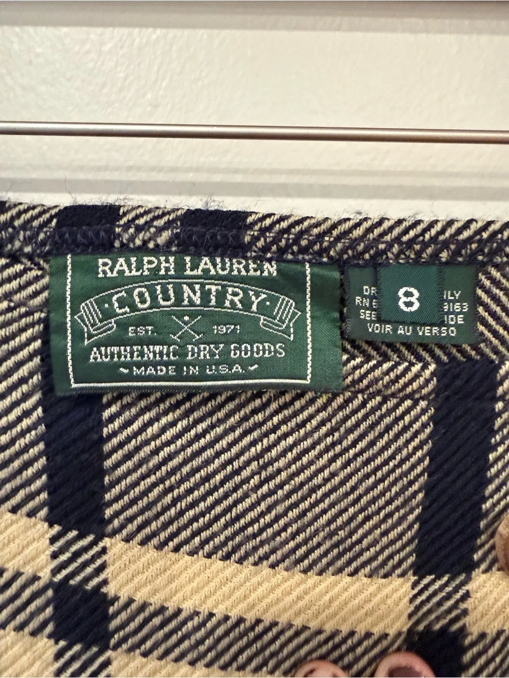 Vtg Ralph Lauren Country Wool Plaid Wrap Blanket Skirt Stitch Trim Size 8 Rare